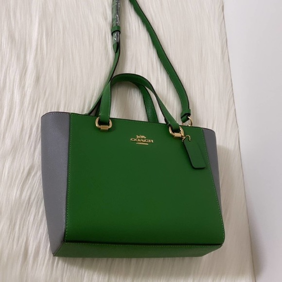 New Coach Alice Satchel in Colorblock / Crossgrain Leather / Green-Grey - Picture 5 of 13